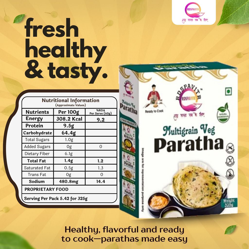 Wheat Free Multigrain Veg Parath | Paratha Premix 300 Gm, Peanut Chutney 50g and Mix Pickle 50g | Ready To Cook | No Preservative | Made With Natural Ingredients view 2