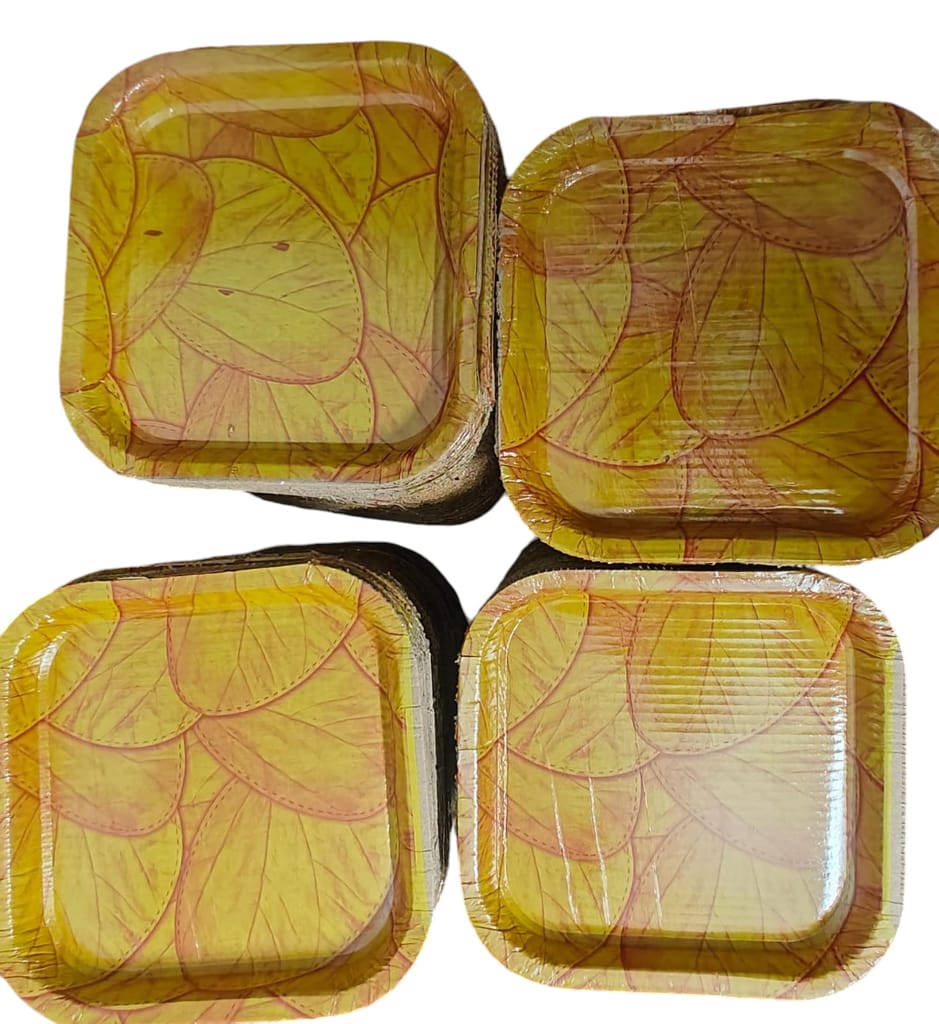 10" Square Paper Plates - 20 Count - Leaf Design - Disposable Plates for Parties view 2