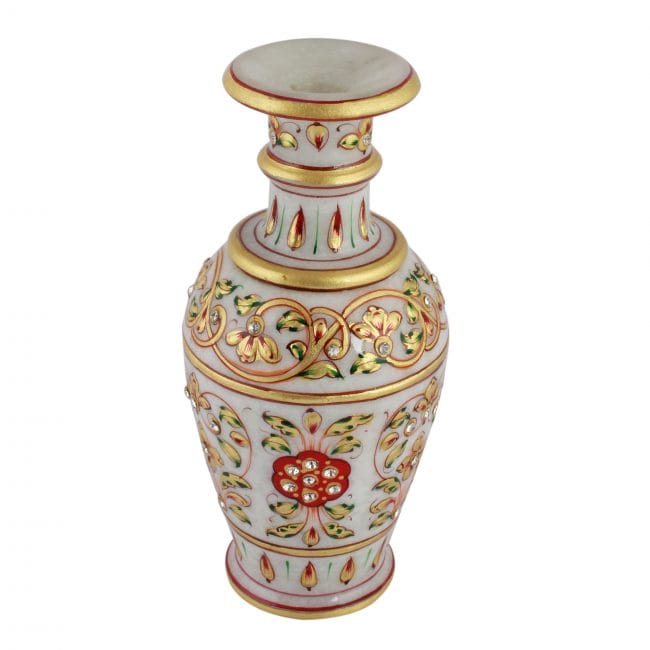 Tribes India Meenakari Marble Flower Vase Small D5 view 2