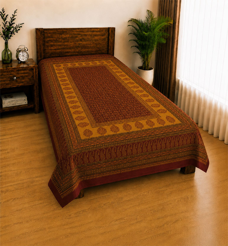 Hand Block Bagh Cotton Single Bedsheet view 2