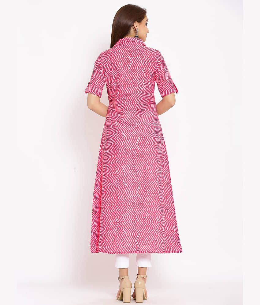 SAART BUNAAI - Pink Cotton Blend Women's A-line Kurti ( Pack of 1 ) view 2