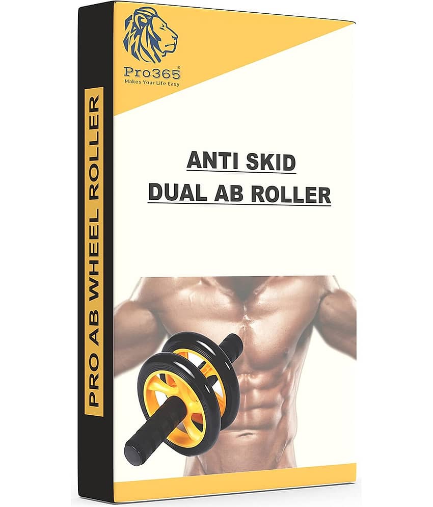 PRO365 Home Gym Ab Roller/Indoor Ab Wheel for Abs Workouts 6 Month Manufacturer Warranty/Dual Abdominal Exercise/Core Workouts for Men and Women (6 MM Safe Knee Mat, Yellow Roller) view 2