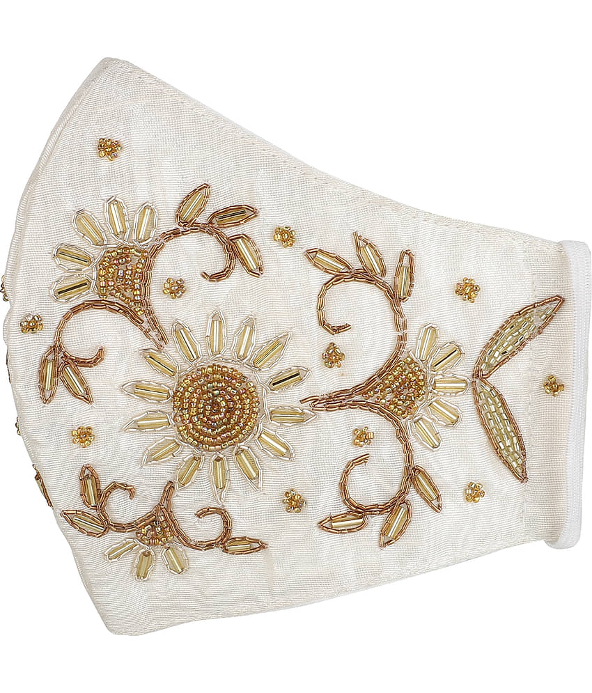 Anekaant - White Cotton Mask ( Pack of 1 )