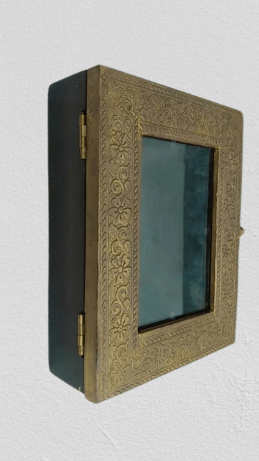 Shri Vankal Maa Art; Shupari box brass dai Wooden Dry Fruit Box with Golden Brass Inlay Work view 2