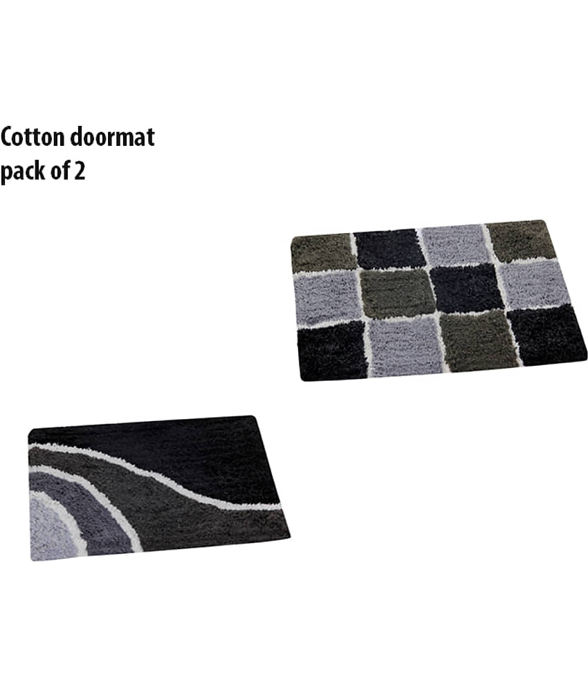 Aazeem Antiskid Cotton Door Mat ( 60 X 40 cm ) Set of 2 Aqua