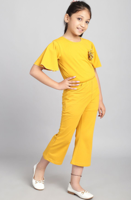 Girls Flared Sleeve Applique Basic Jumpsuit view 2