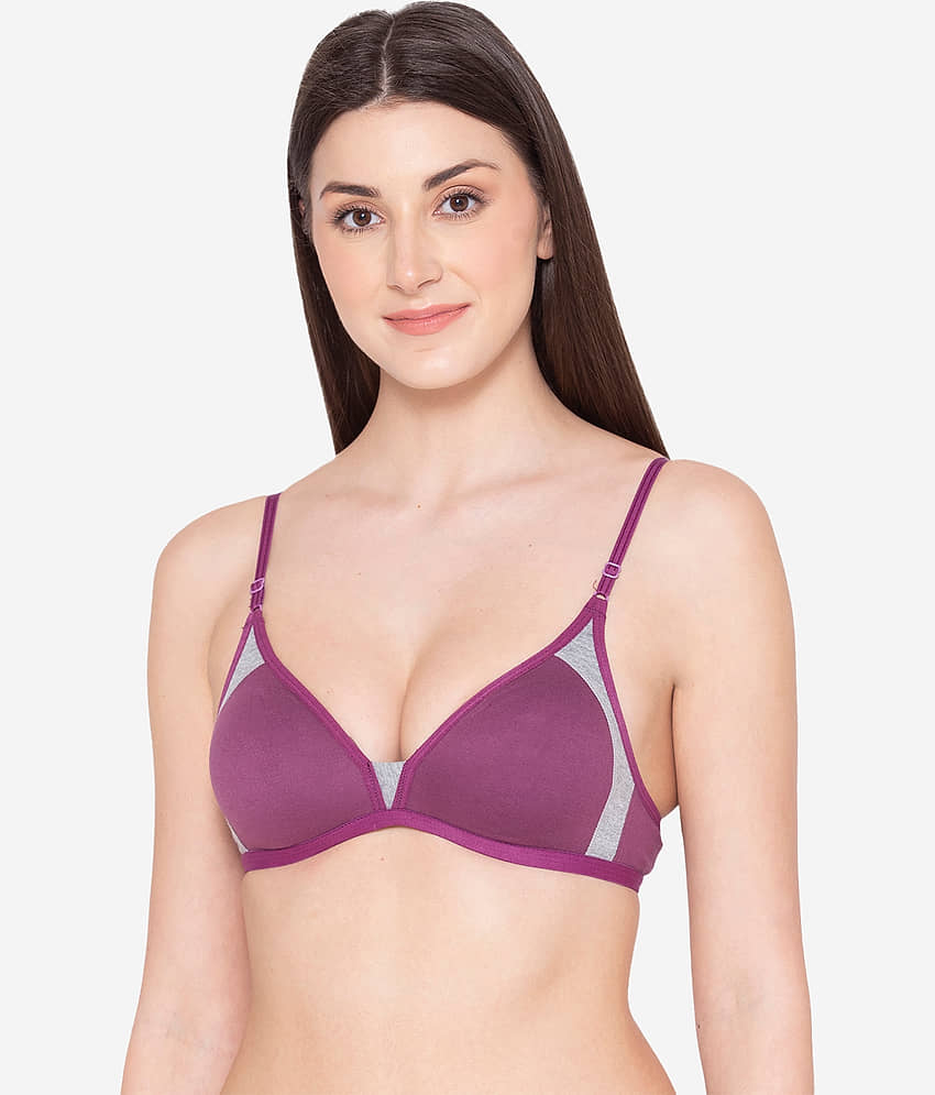 Paris Beauty Pack of 1 Cotton Blend Non Padded T-Shirt Bra For Women ( Purple )