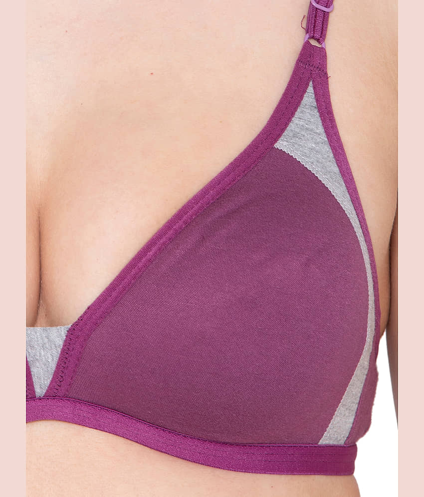 Paris Beauty Pack of 1 Cotton Blend Non Padded T-Shirt Bra For Women ( Purple ) view 2