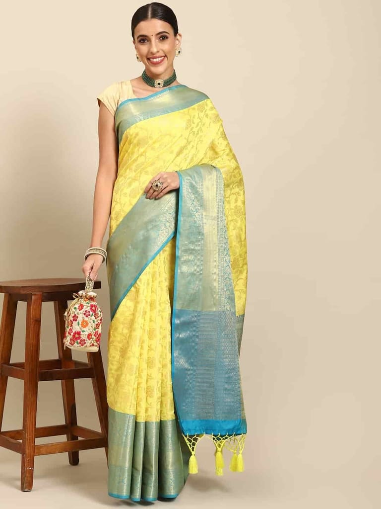 Women's Brocade Soft Silk Zari Woven Saree With Unstiched Blouse Piece view 2