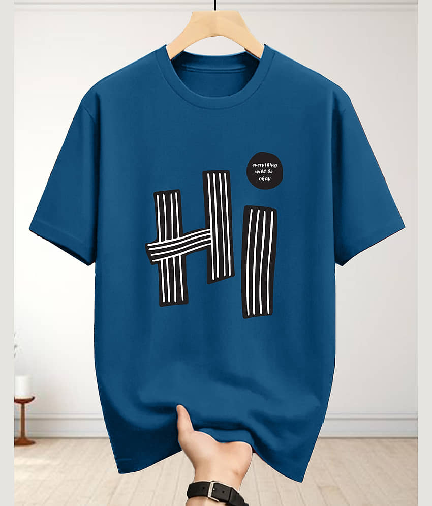 AUSK Men Cotton Blend Oversized Fit Printed T-Shirt ( Teal ) view 2