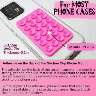 (Pack of 2) Suction Phone Case Grip for Mobile Phone Silicone Adhesive Sticker 24 Cup Strong Gripper Compatible Marble Glass (GreyBlack) view 2