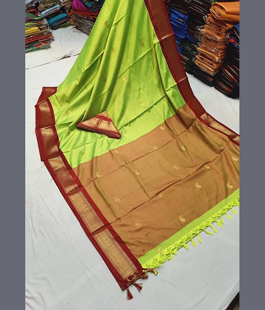 FAB SILK Cotton Silk Woven Saree With Unstitched Blouse Piece ( Pink )