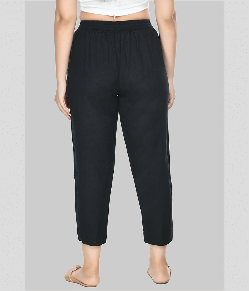 PREEGO - Black Rayon Regular Women's Casual Pants ( Pack of 1 ) view 2