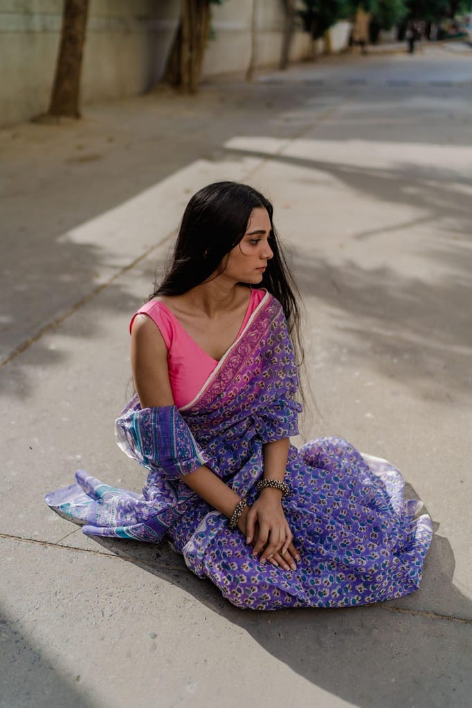 Kaisori Bagh Mallika Kota blockprinted saree view 2