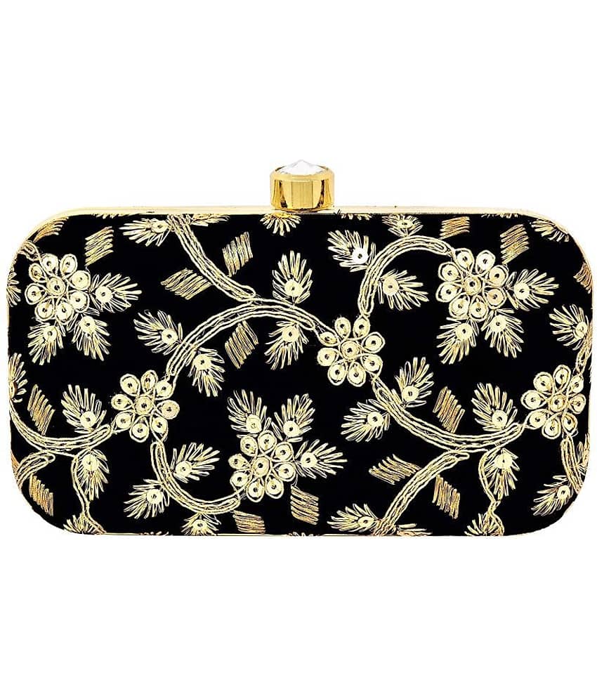 Bulbul Black Velvet Box Clutch view 2
