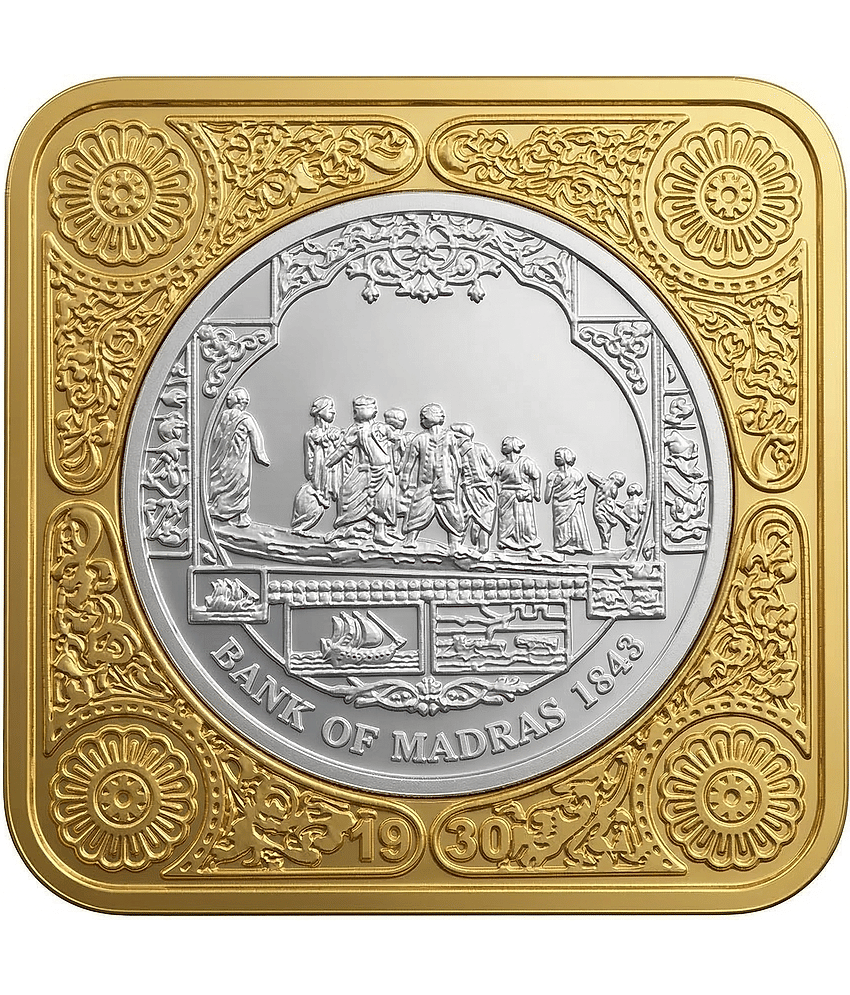 Bi-Metallic 500 Rupya – BIRT India Tiger Design Square Luxury Collectible & Plated Coin Bar (55g)