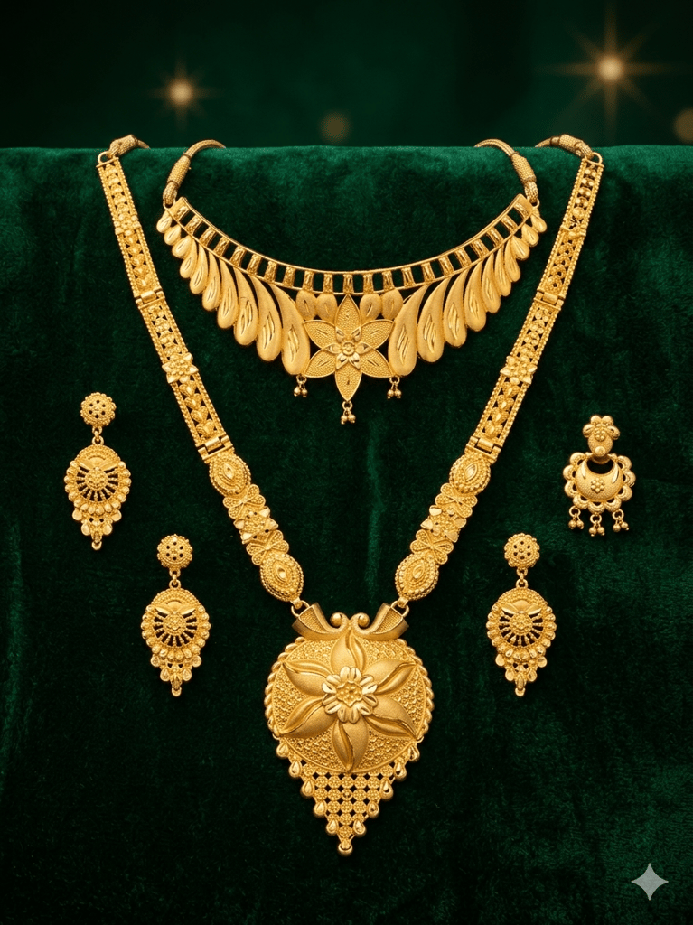 Traditional Indian Bridal Gold Necklace Combo Set view 2