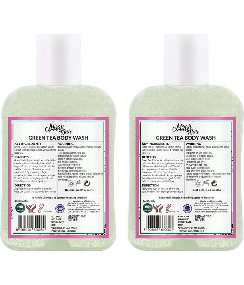 Mirah Belle Green Tea Body Wash Anti - Aging - Kills Virus, Germs and Bacteria Body Wash 500 mL Pack of 2 view 2