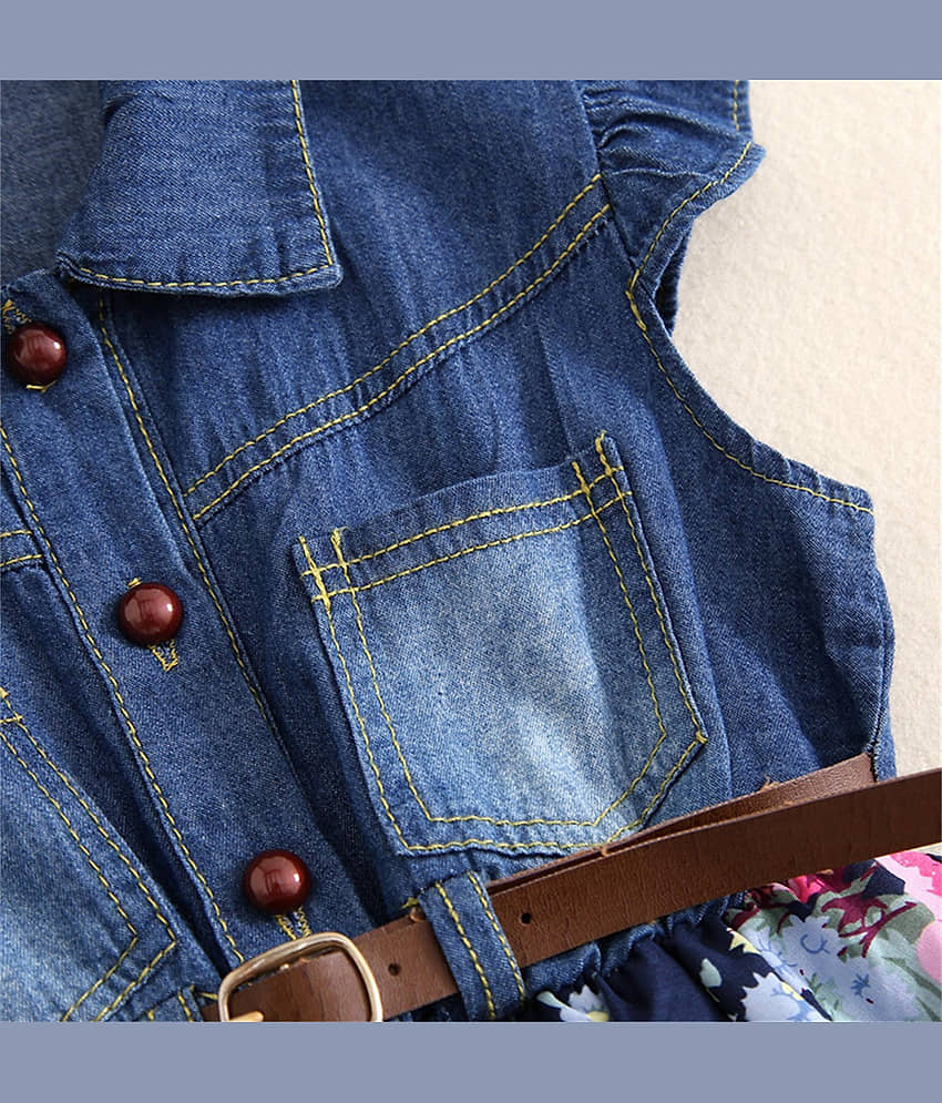 Arshia Fashions Cotton Blend Shirt Dress For Girls ( Pack of 1 , Blue ) view 2