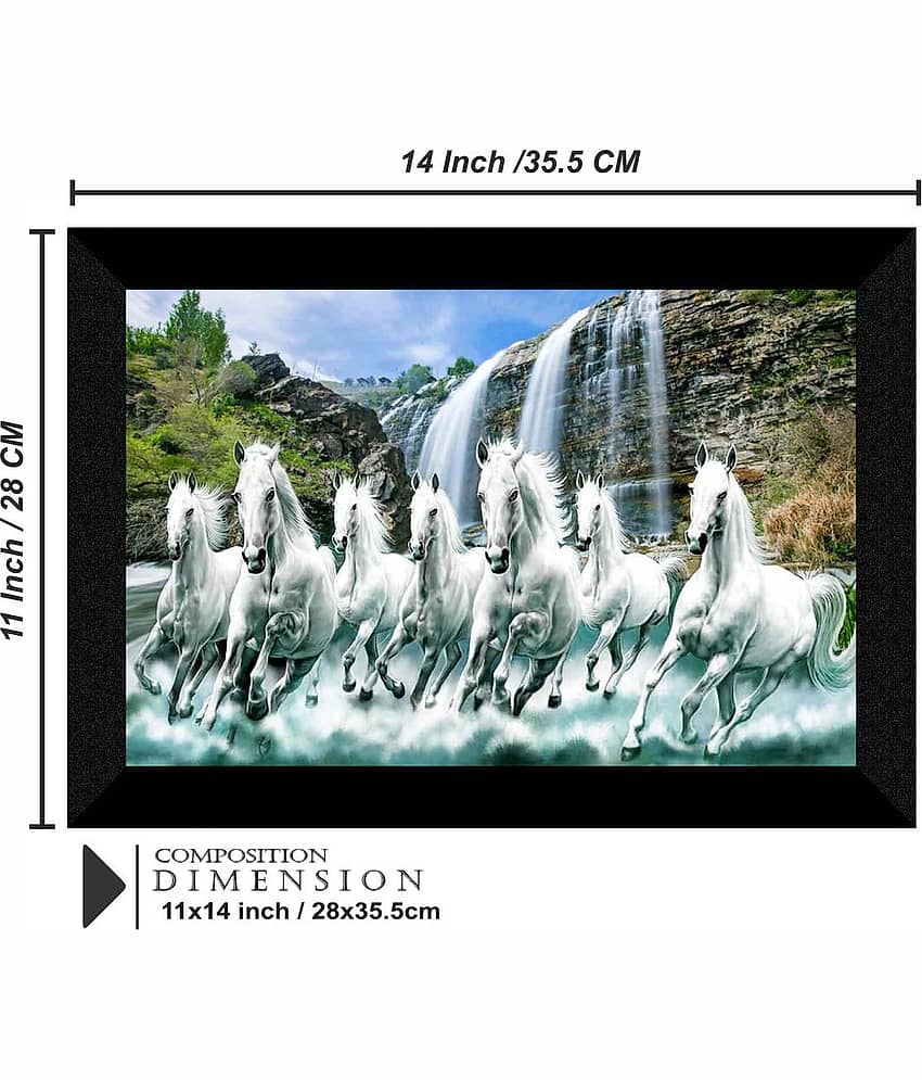 SNDArt Vastu 7 Running Horses Wall Paintings For Living Room 11 x 14 inch view 2