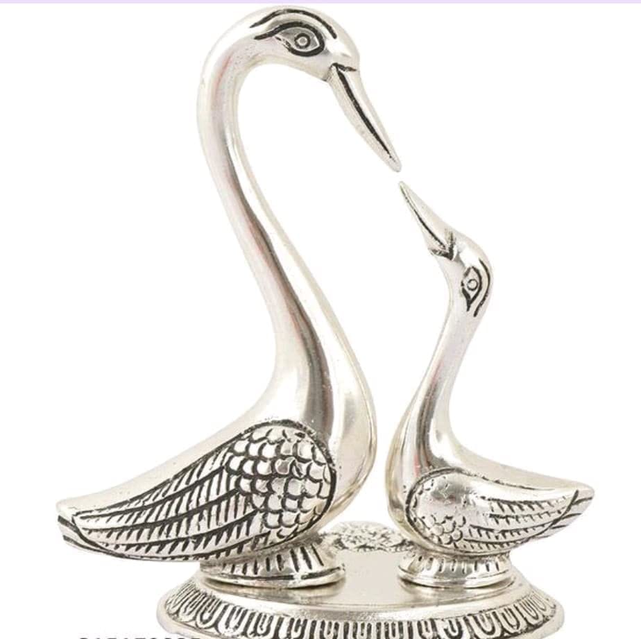 Enhance Your Home Decor with Exquisite Metal Bird Showpieces: Kissing Ducks, Love Birds, and Swans in Shimmering Golden, Silver, and Aluminium Finishes. view 2