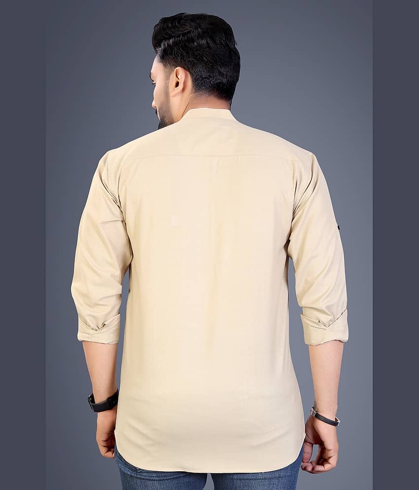 Nofilter Cotton Blend Plain Regular Kurta For Men ( Light Green ) view 2