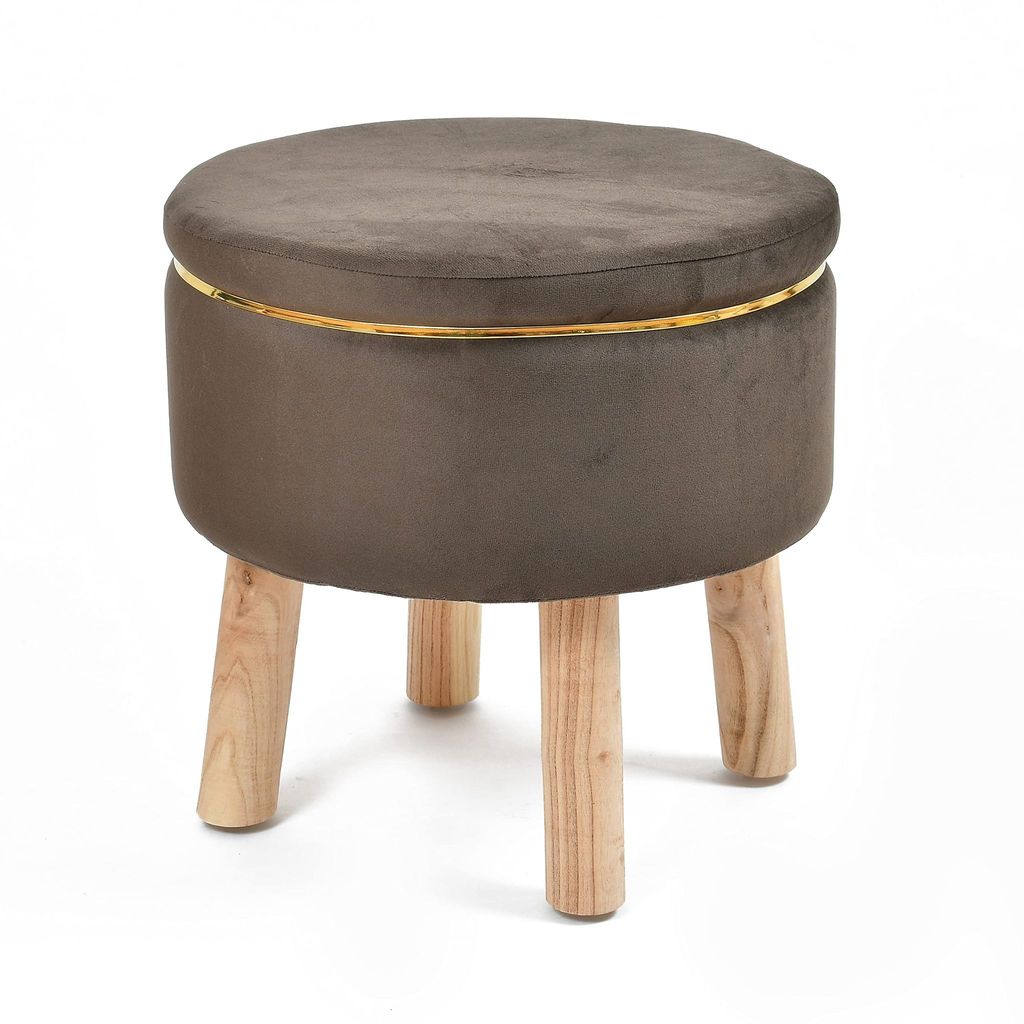 SmartKart Ottoman Pouffe Stool for Living Room Poof Sitting Furniture Footrest Pouffe for Sitting | Foot Stool for Office, 16x16x16 Inch, Brown (Combo, Umber) view 2