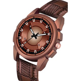 HRV Men's Round Dial Brown Strap Analog Watch view 2