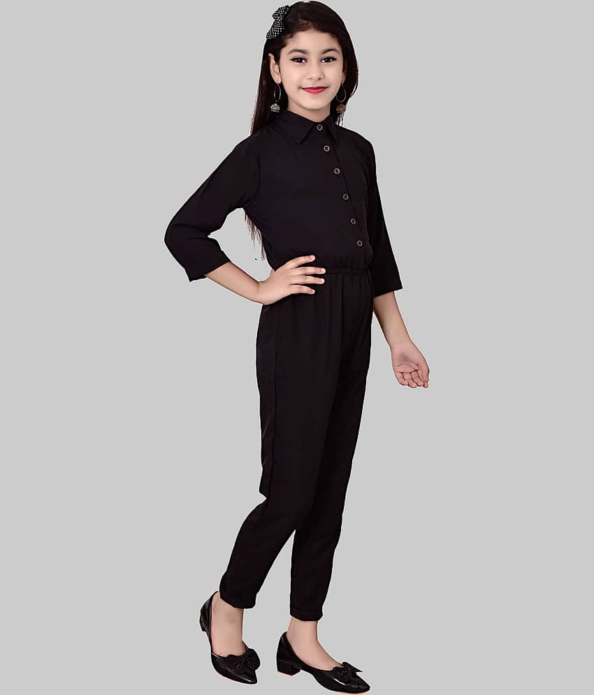 Cherry Tree Girls Crepe Basic Jumpsuit ( Pack of 1 , Black ) view 2