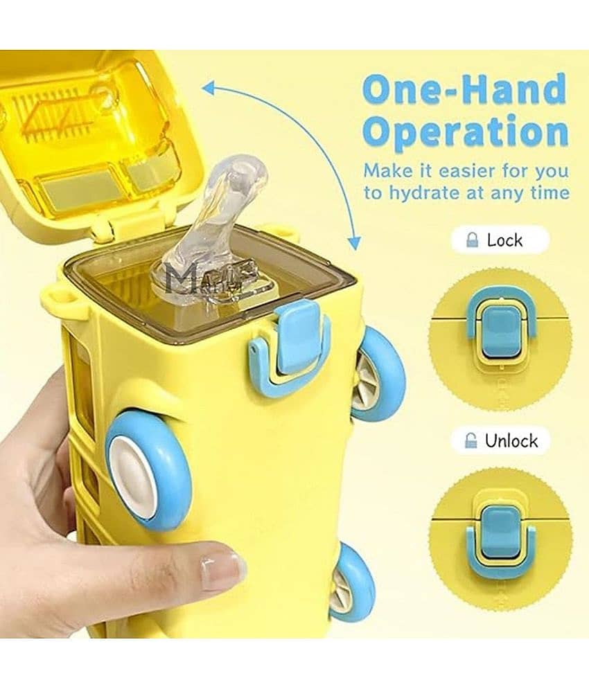 BANISTROKES Bus Water Bottle for Kid with Straw and Sticker Sport Plastic Portable Drinking Bottle for Kids Boys And Girls School Supplies view 2