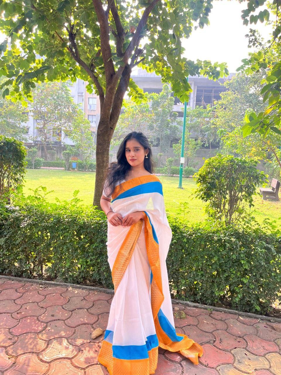 Dola Silk Saree with Jacquard Border view 2