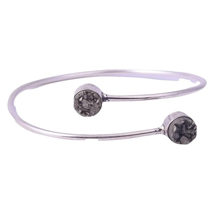 Krishna Impex Semi Precious Stone Pyrite Bangle Bracelet For Men And Women view 2