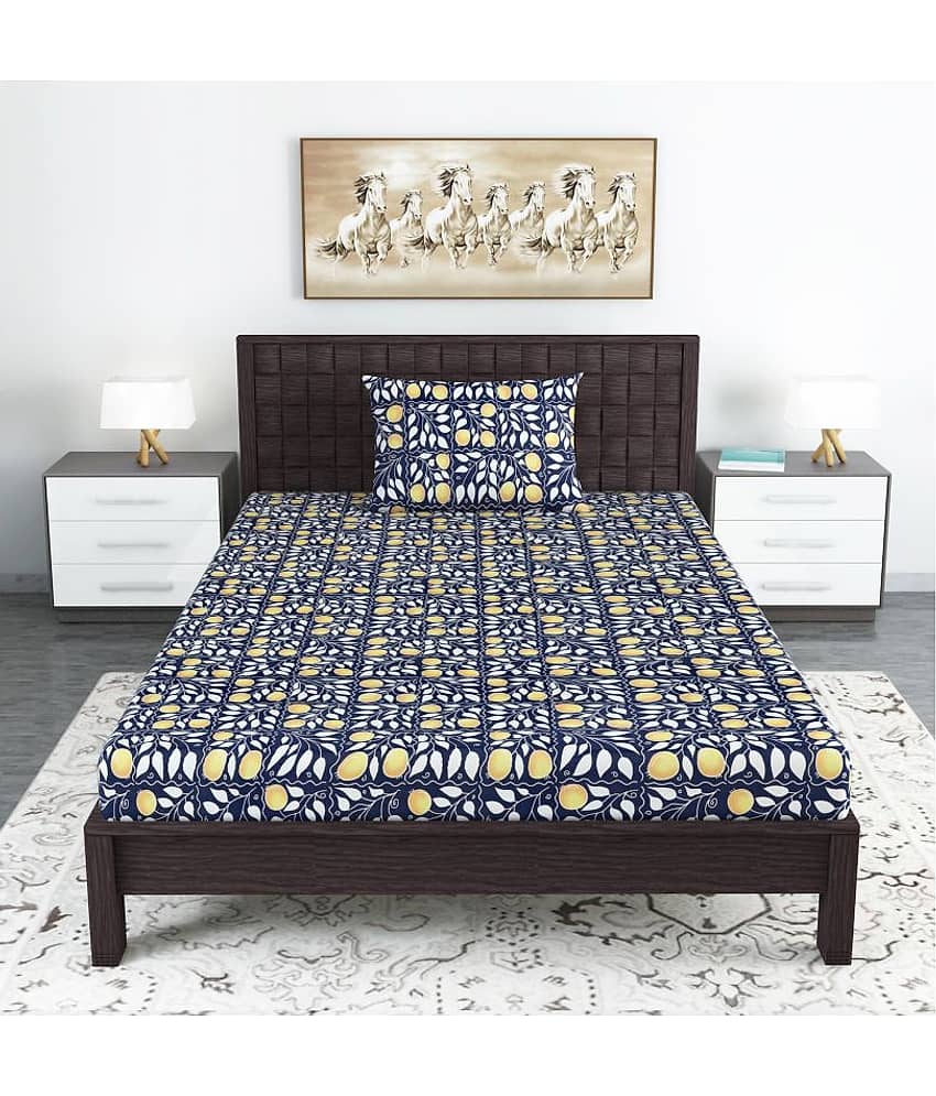 DIVINE CASA Cotton Single Bedsheet ( Blue ) view 2