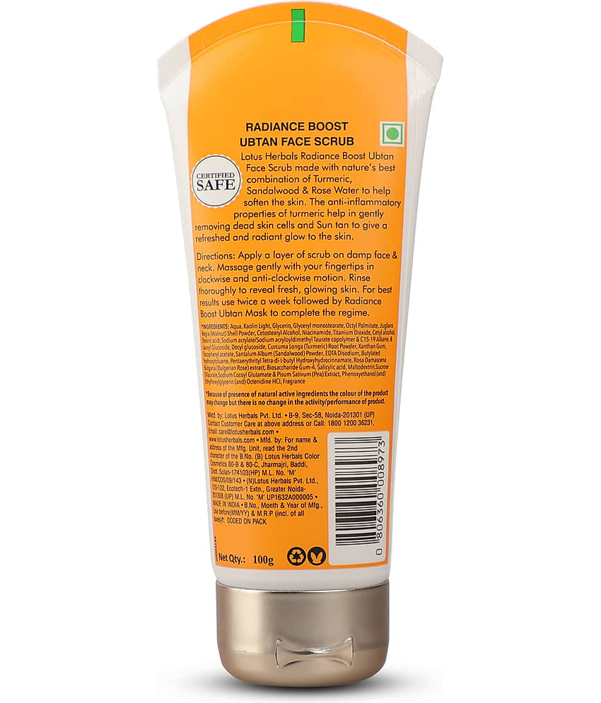 Lotus Herbals Radiance Boost Ubtan Face Scrub For Glowing Skin, Reducing Dark Spots, 100gm view 2
