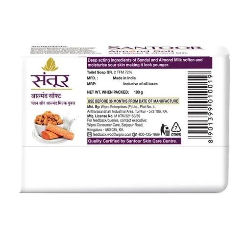 Santoor Almond Soft Sandal & Almond Milk Soap Bar, 100 gm view 2