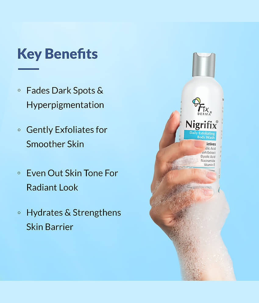 Fixderma Nigrifix Exfoliating Body Wash with 5% Actives, Gentle Exfoliating Shower Gel (200 ml) view 2