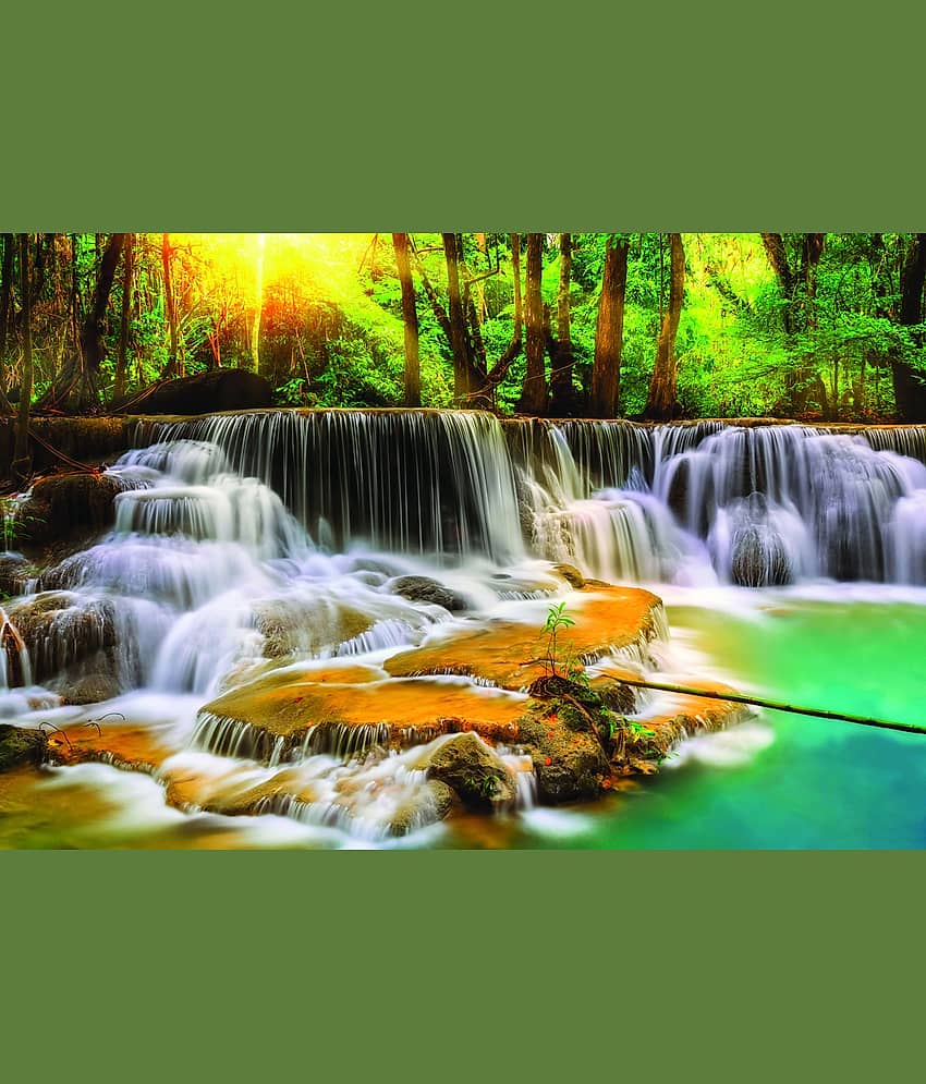 galaxy wooden art gallery Natural Waterfall Image Nature Sticker ( 30 x 45 cms )