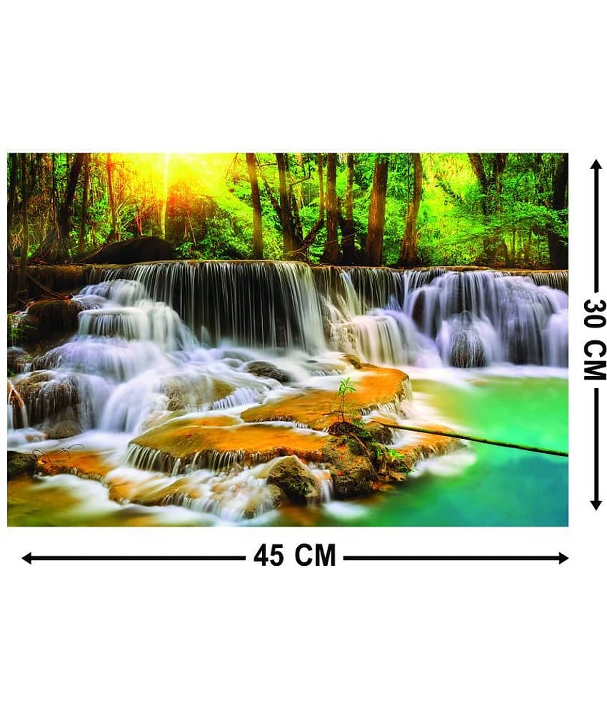 galaxy wooden art gallery Natural Waterfall Image Nature Sticker ( 30 x 45 cms ) view 2