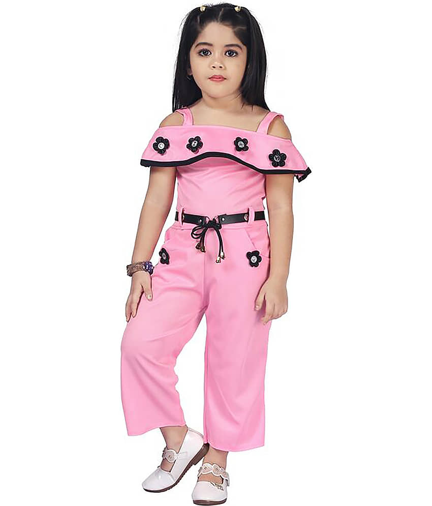 Mullick the designer Pack of 2 Girls Crepe T-shirt & Pants ( Pink,Black ) view 2
