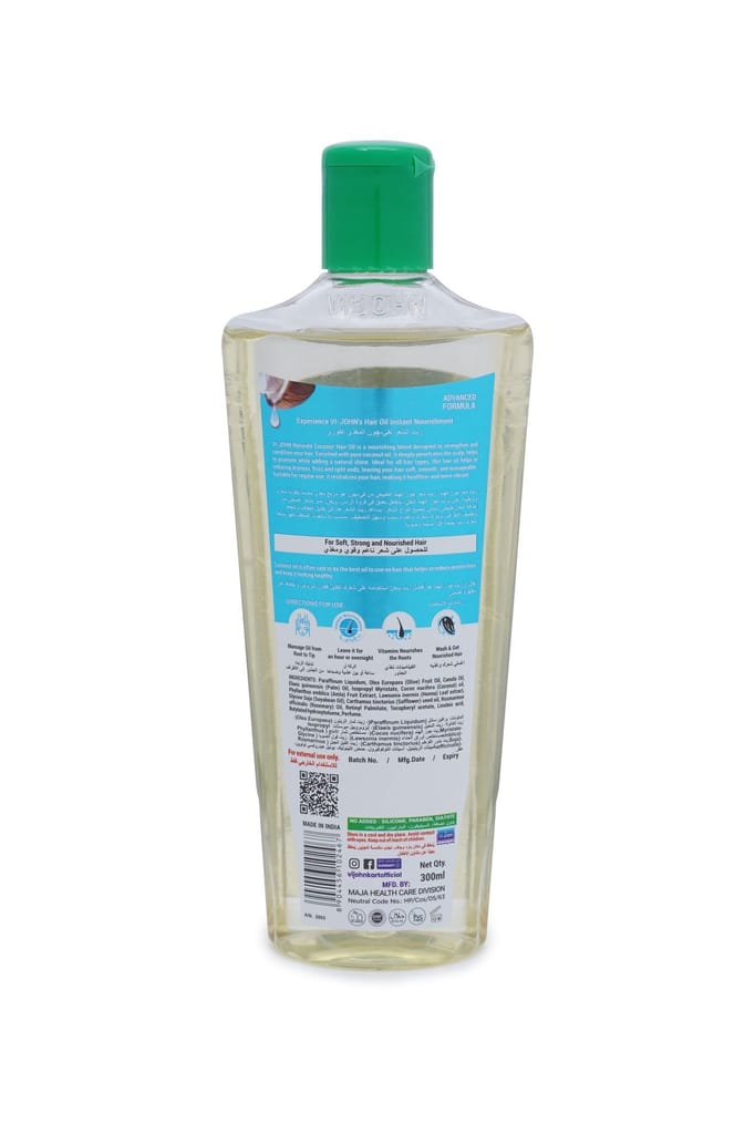 VI-JOHN NATURALE Coconut Enriched Hair Oil | Volumizing with Vitamin A.E & F | Natural Hair Growth | for All Hair Types | Men and Women | 300ML view 2