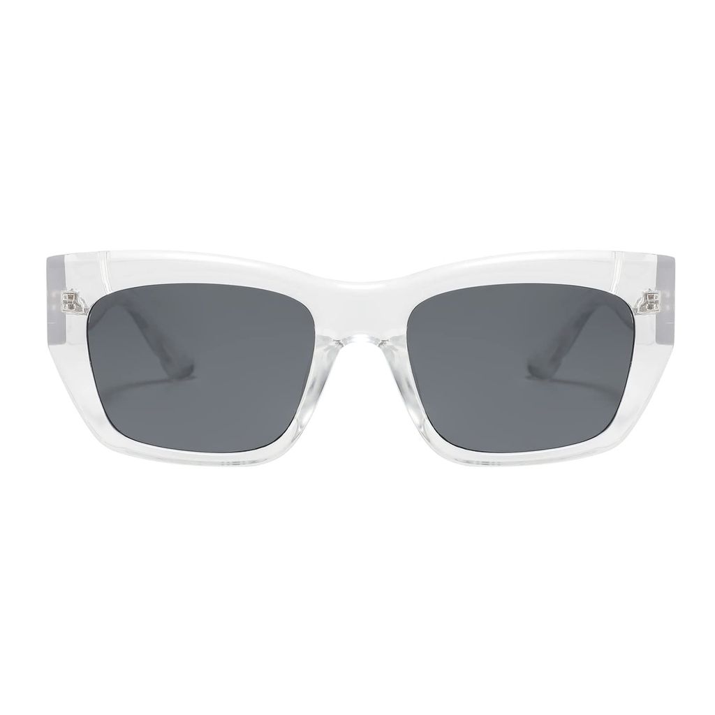 Eyenaks Full Rim Unisex Sunglasses | UV400 Protection | Retro Design | Durable Metal Hinges | Black Lens | Pack Of 1 (Transparent) view 2