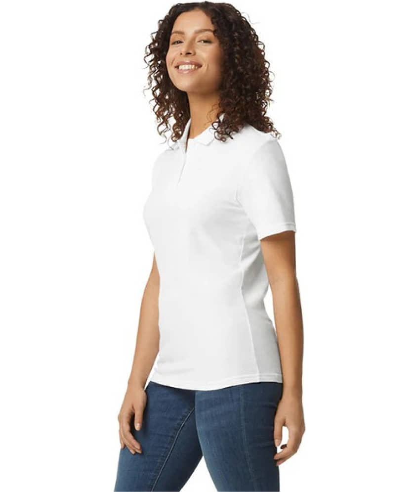 Gildan Women Cotton Solid Regular Fit Polo Collar T-Shirt ( Black ) view 2