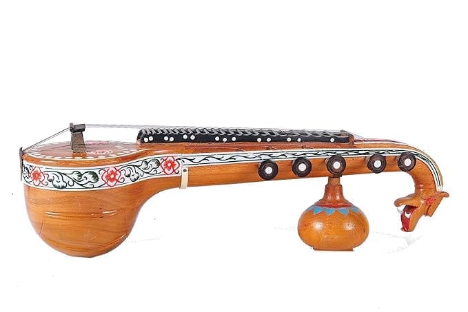 Indian Classical Music Instrument Veena - Handmade Wooden String Instrument with 24 Frets and a Gourd Resonator (showpiece) view 2