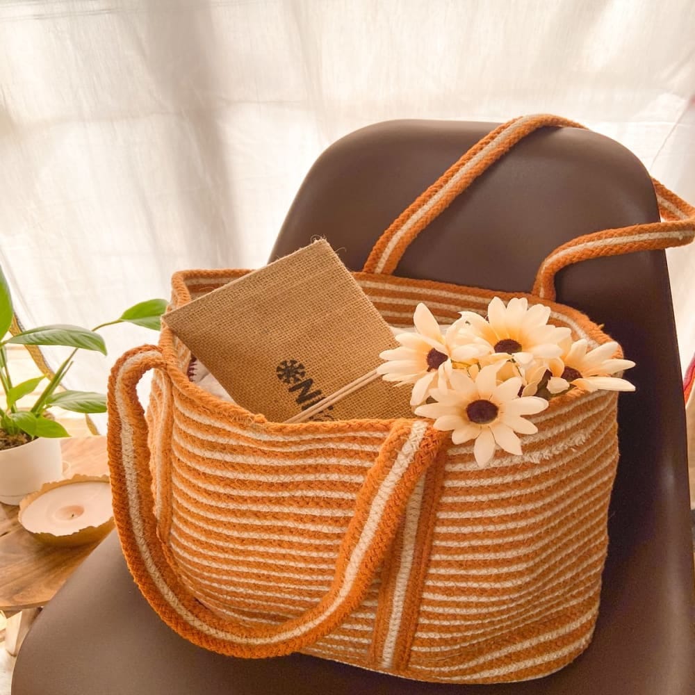 Jute Tote Shopping Bag Brown