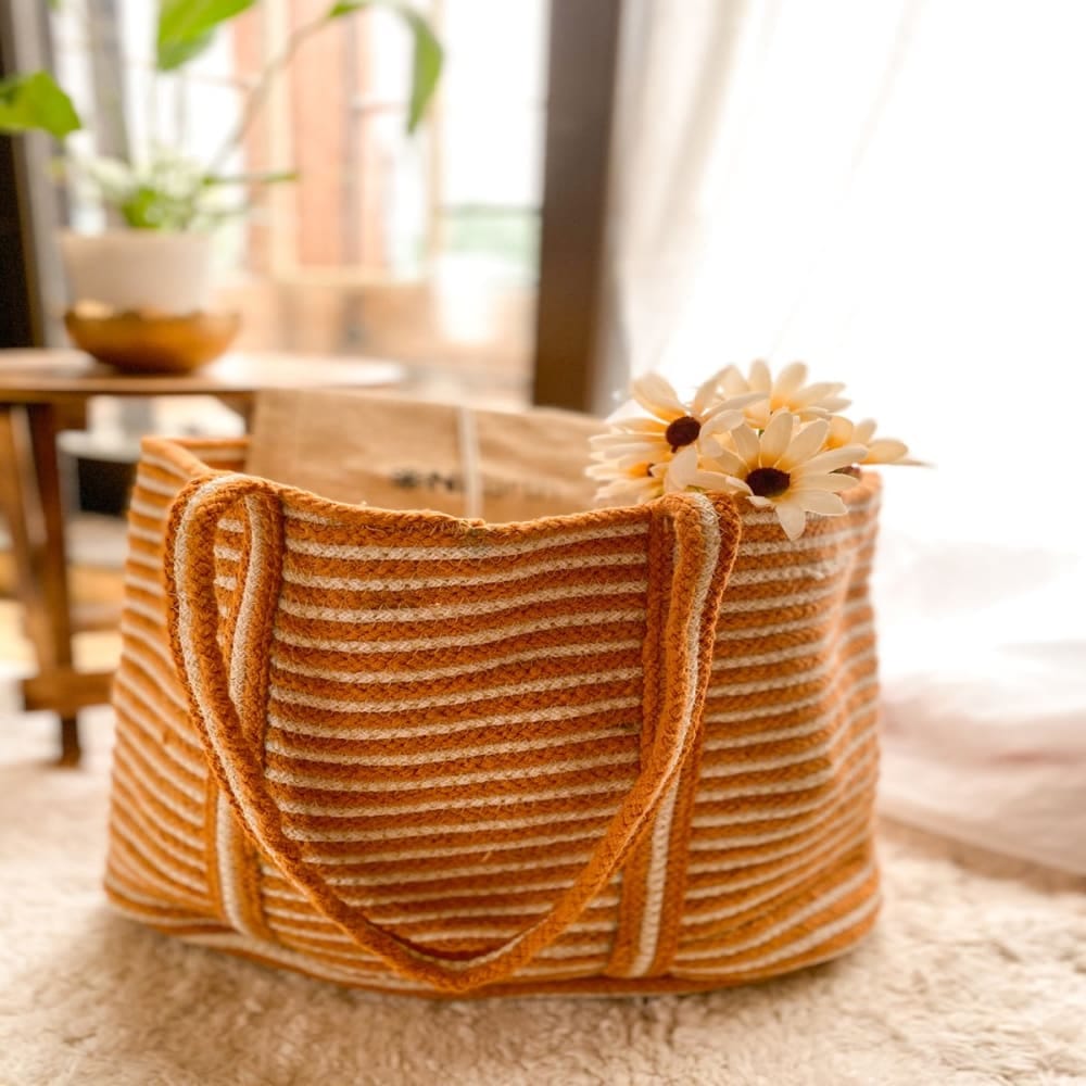 Jute Tote Shopping Bag Brown view 2