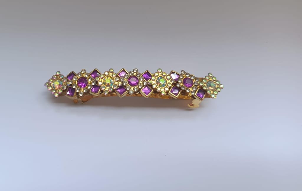Rhinestone studded hair clip view 2