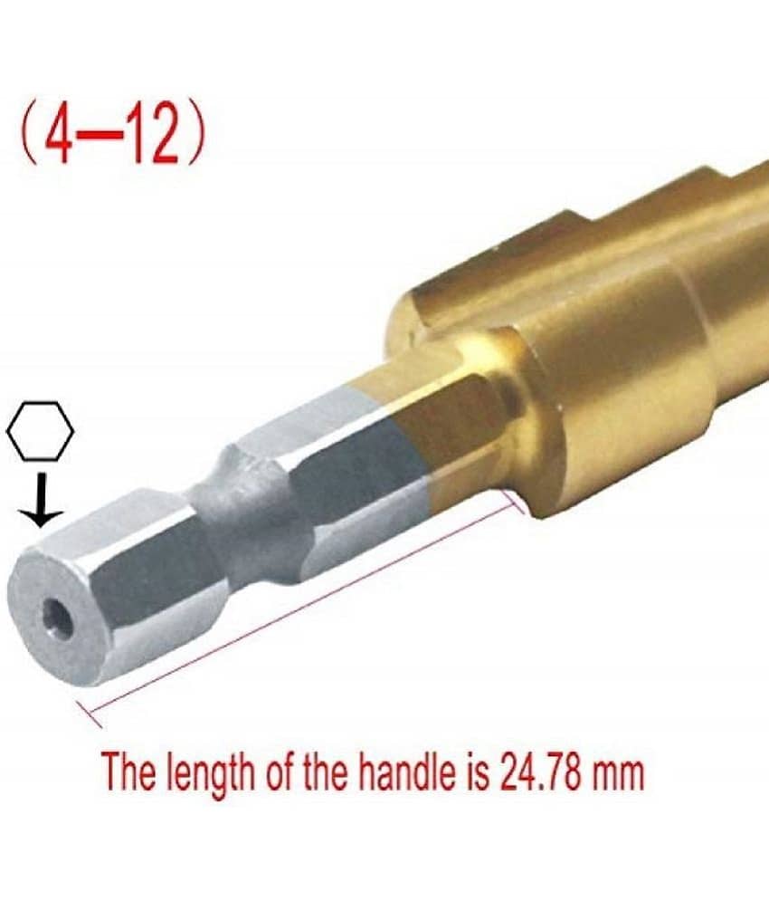 1pcs 4-12mm 4241 HSS 5 Step Drill Bit Pagoda Cone Drill with 1/4" Hex Shank and Titanium-Plated ace Treatment view 2