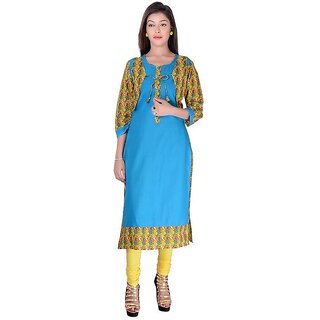 skyblue Color Printed Aks Printed kurtis for women