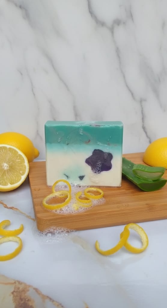 Lemon Alovera herbal, organic bath soap view 2