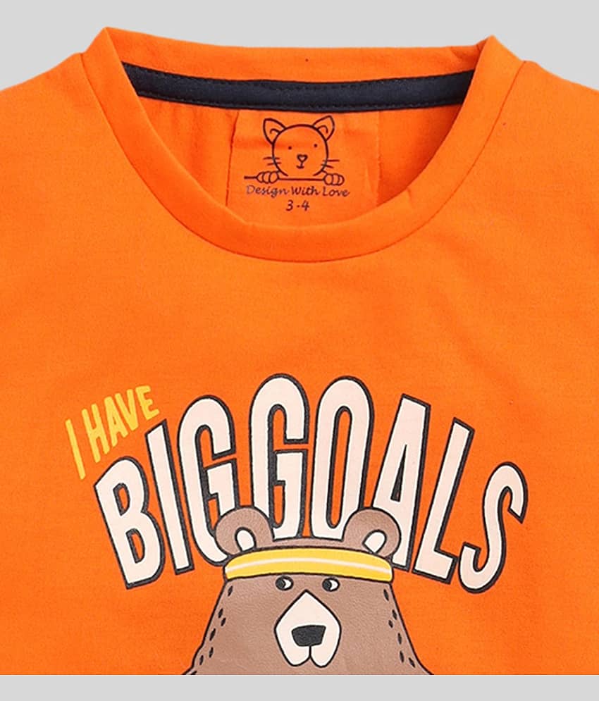 Lazy Shark Pack of 1 Boys Cotton Blend T-Shirt & Shorts Set ( Orange ) view 2